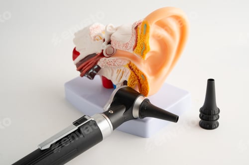 Preview: Otoscope with model for audiologist or ENT doctor use otoscope