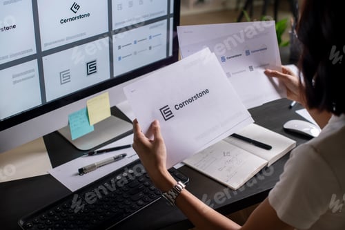 Preview: Asian woman Graphic designer working in office.