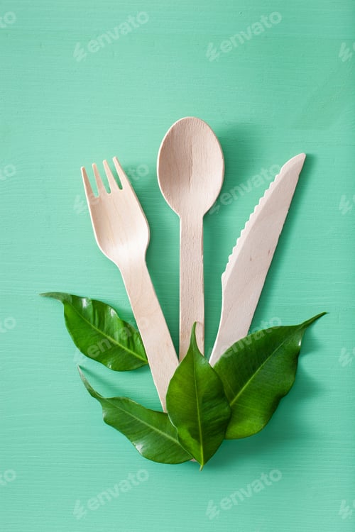 Preview: eco-friendly wooden cutlery. plastic free concept