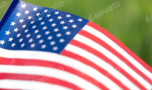 Preview: Close-up of waving American flag with stars and stripes