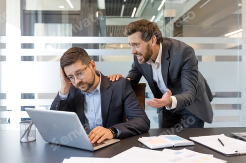 Preview: Boss scolding employee experiencing stress and burnout in office