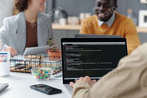 Preview: Developer working with codes at meeting