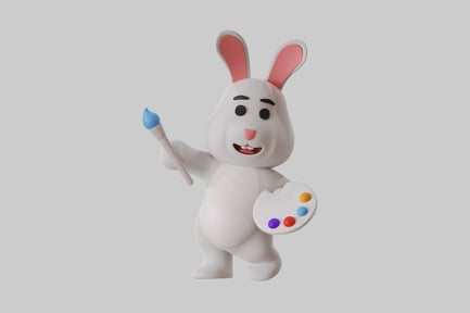 Preview: Artistic rabbit with paintbrush palette