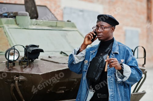 Preview: African american man in jeans jacket