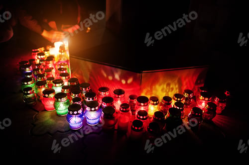 Preview: Funeral candle lamps at night