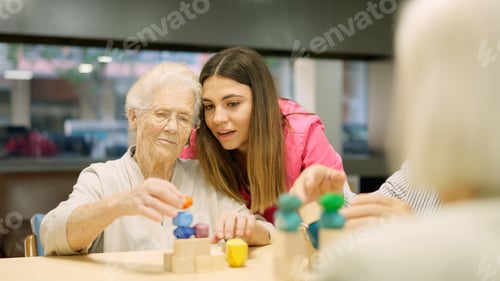 Preview: Nurse advising an old woman to resolve a skill game