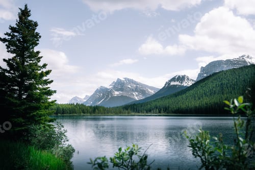 Preview: Beautiful nature landscape with snowy mountain peaks