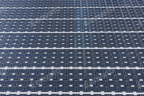 Preview: Solar power plant farm on beautiful lake. Floating solar panels providing green energy.
