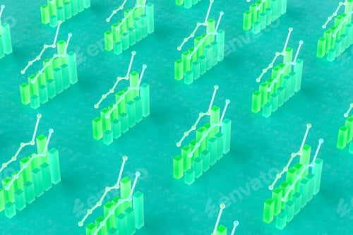 Preview: Rows of financial charts on green surface