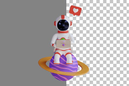 Preview: Astronaut Working With Laptop On Planet 3D Illustration