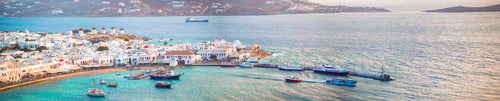 Preview: Panorama of view of traditional greek village with white houses on Mykonos Island, Greece