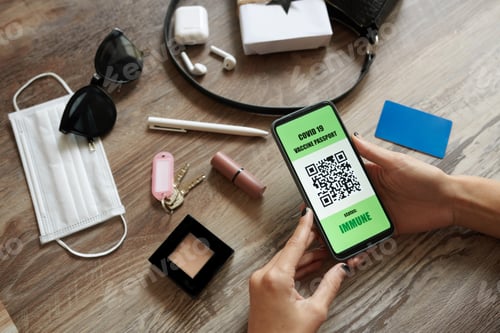Preview: Woman Checking Covid-19 Passport