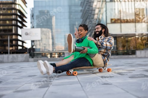 Preview: Couple Enjoying a Fun Ride on a Skateboard