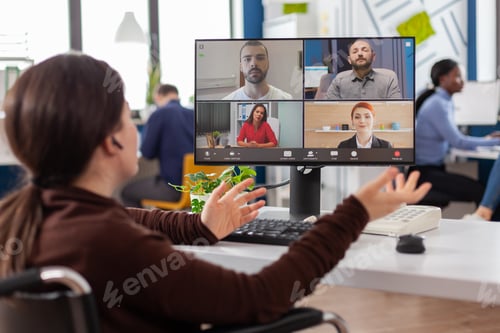 Preview: Paralysed project manager talking with team during video conference