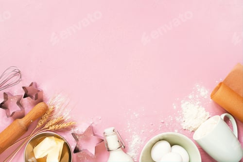 Preview: Baking Ingredients on the Pink Table