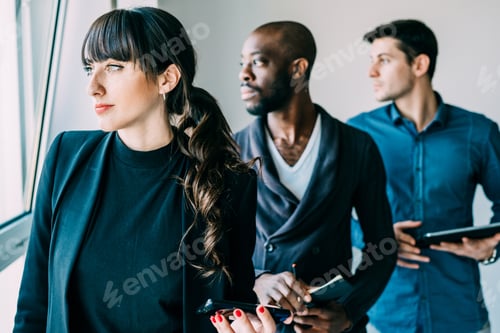 Preview: contemporary multiethnic business people working together