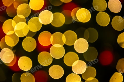 Preview: Abstract Bokeh of Christmas Lights in Red and Gold