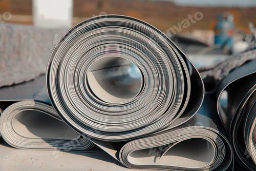 Preview: Roofing PVC membrane in rolls placed on the roof of the site