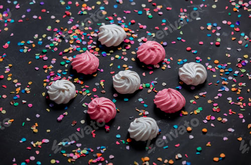 Preview: pink and white meringue with confetti