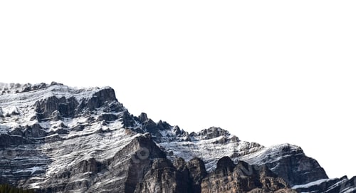 Preview: Mountain peak dusted with snow isolated cutout