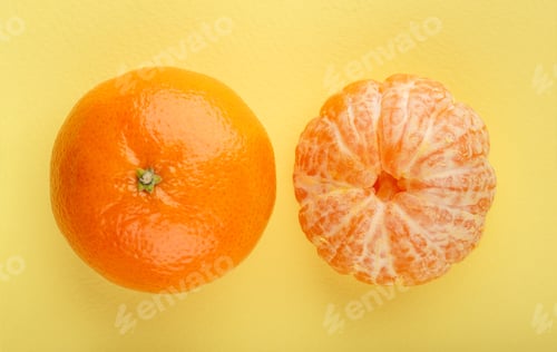 Preview: Ripe Mandarin Close-Up On A White Background. Tangerine Orange. Colorful Food And Drink Still Life