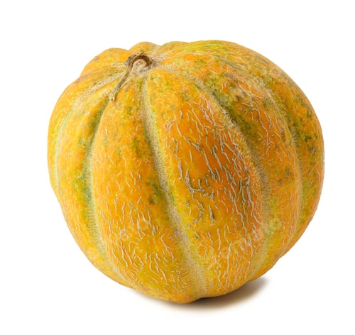 Preview: Whole ripe yellow melon isolated on white background