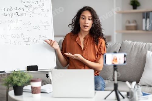 Preview: Math teacher giving virtual lecture to students
