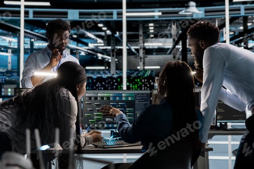 Preview: Data center programmers doing brainstorming, setting up machine learning systems
