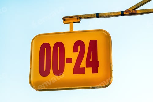 Preview: Work around the clock hanging signboard, 00-24 open hours for business premisses