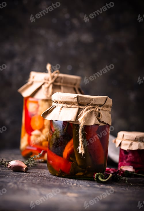 Preview: Healthy homemade fermented food in jars