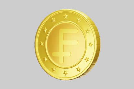 Preview: Golden coin with letter f