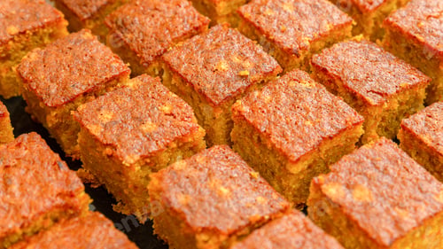 Preview: Carrot cake in small portions, on the table