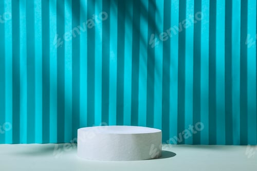 Preview: Minimal background blue and grey with 3D cylinder podium and natal nature shadows