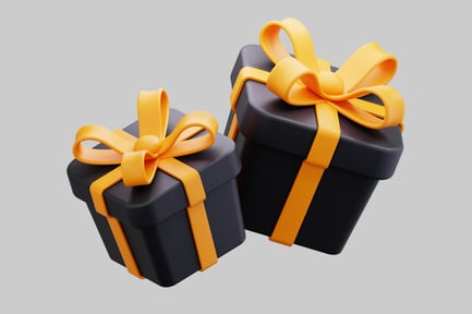 Preview: Two Black Gift Boxes With Yellow Ribbons And Bows