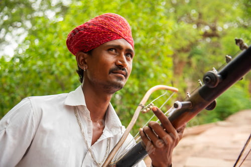 Preview: Street musician playing music instrument
