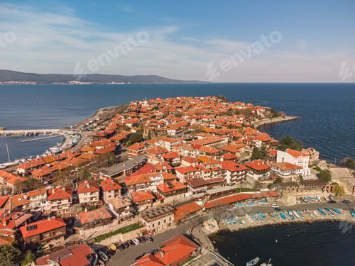 Preview: Aerial view of Nesebar, ancient city on the Black Sea coast of Bulgaria.