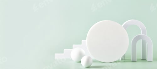 Preview: Abstract background with various geometrical forms and podiums