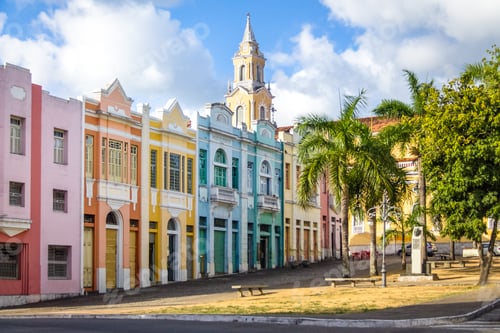 Preview: Colorful houses of Antenor Navarro Square - Joao Pessoa, Paraiba, Brazil