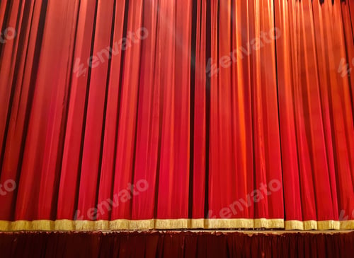 Preview: Red stage curtain closing before a theatre performance