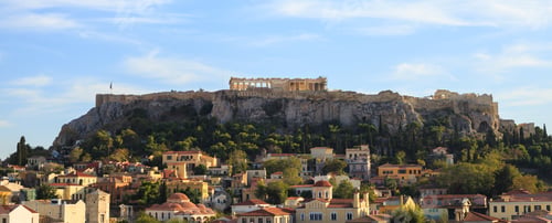 Preview: Acropolis rock over Plaka. Athens, Greece.