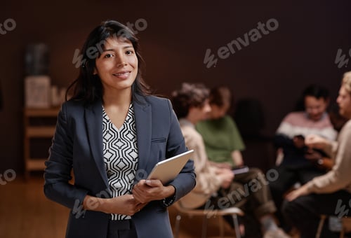 Preview: Modern Psychologist With Support Group Portrait