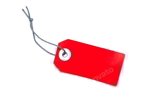 Preview: Red Tag With String on White Background