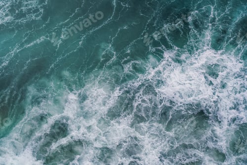 Preview: Aerial view of sea waves - Water and foam Pattern