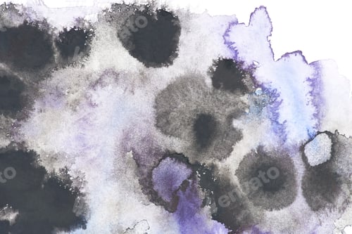 Preview: Abstract painting with black and blue paint blots on white
