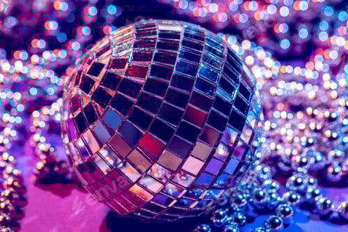 Preview: Party lights disco ball close up. Disco concept