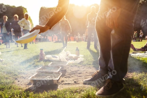 Preview: Picnic on lawn with grills on ground