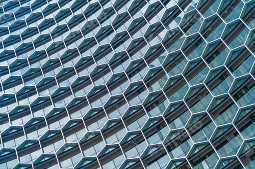 Preview: Office buildings windows. Glass architecture facade design with reflection
