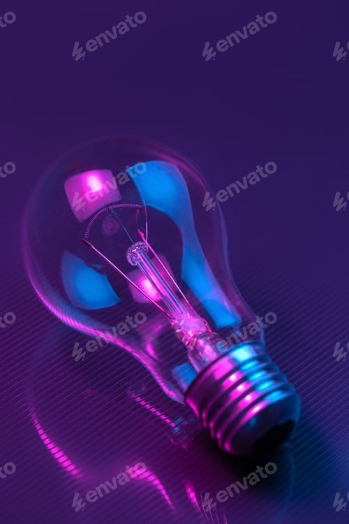 Preview: Illuminated Lightbulb with Blue and Pink Lighting