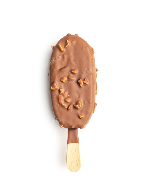 Preview: Popsicle, ice cream covered with chocolate isolated on white background.