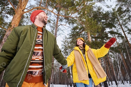 Preview: Happy Couple Enjoying Walk On Winter Day